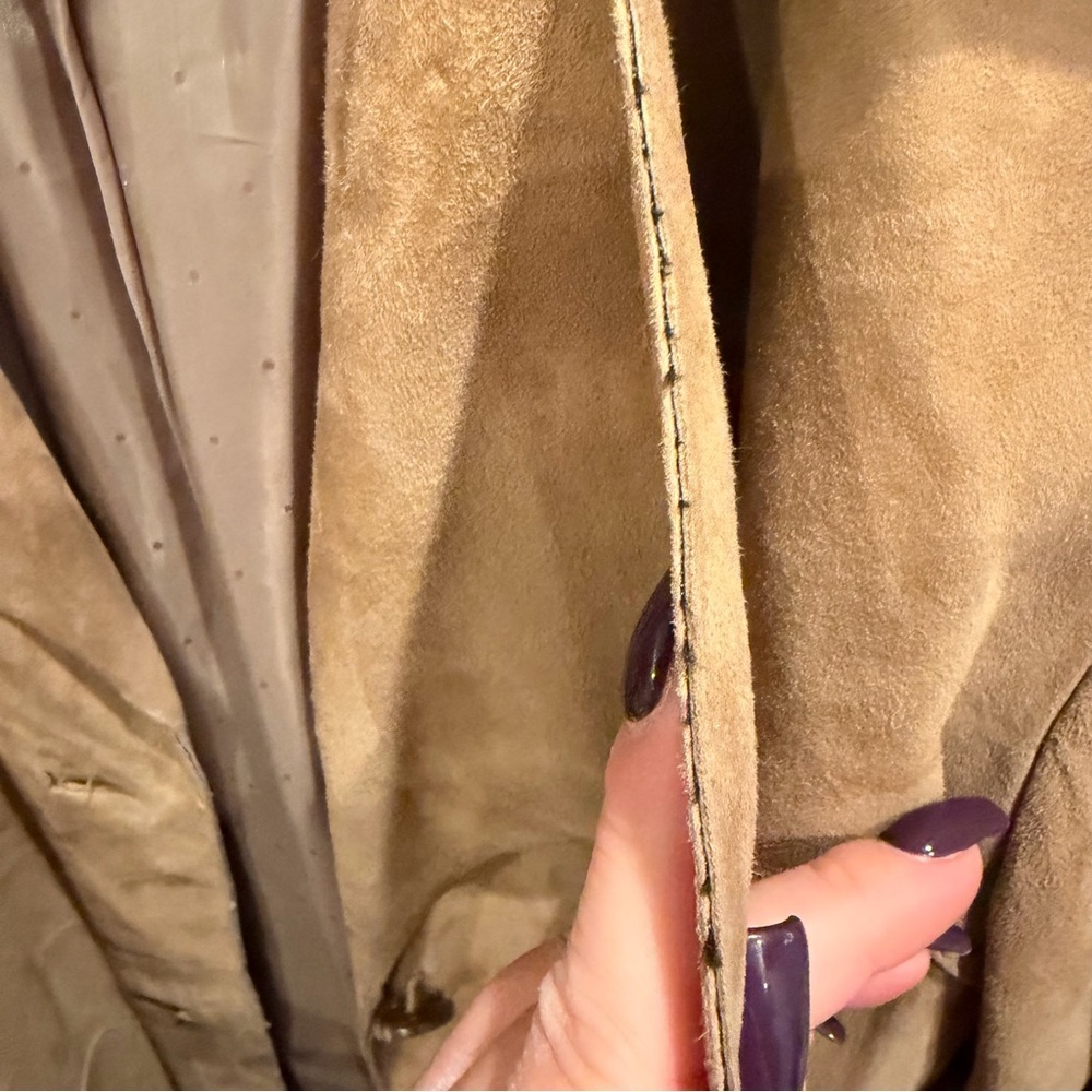 Punto 100% Suede Leather Trench Coat Tan Coffee - Picture 10 of 10